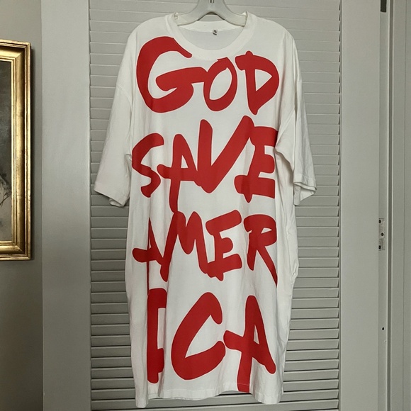 R13 **VERY RARE** "God Save America" Oversized Dress w/Pockets S M L Political - Picture 2 of 6
